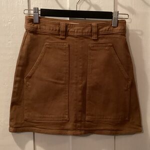 Wilfred Tan Mini Skirt with Front Pockets
